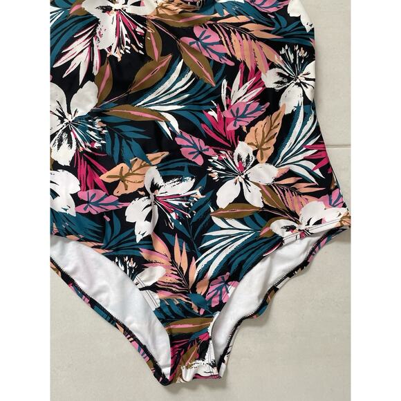 Kona Sol Swim One Piece Swimsuit Floral Criss Cross Back Swimwear - Picture 3 of 8